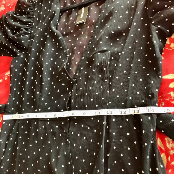 *NEW WITH TAGS* Polka Dot Print Sheer Puff-Sleeve Cover-Up by Express - Size S/M - Picture 12 of 16
